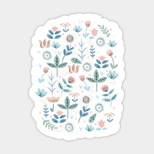 Folk Florals in Blue Sticker